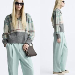 Harry Lambert X Zara Size XL Polo V-Neck Wool Blend Sweater Women/Men Unisex